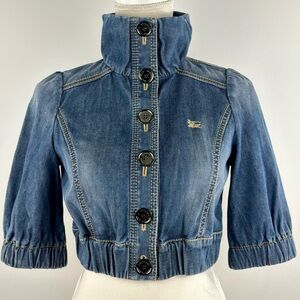 Burberry London Blue Label Women’s Cropped Blue Denim Jacket Size 38